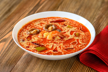 Portion of Tom Yum soup