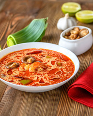 Portion of Tom Yum soup