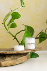 Obraz na płótnie Canvas Organic body/face creams, natural wellness beauty products