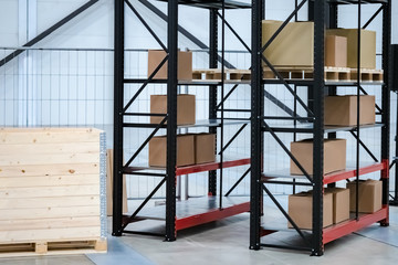 Stock. Boxes are on the shelves. Providing warehouse and logistics services. Dropshipping services. Warehouse racks. Responsible storage of goods. Rental of premises for storage of goods.