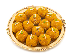Indian Traditional Winter Sweet Food Methi Laddu Also Know as Methi Ke Laddu or Fenugreek Laddu Made From Fenugreek Seeds, Ginger, Saunf And Jaggery