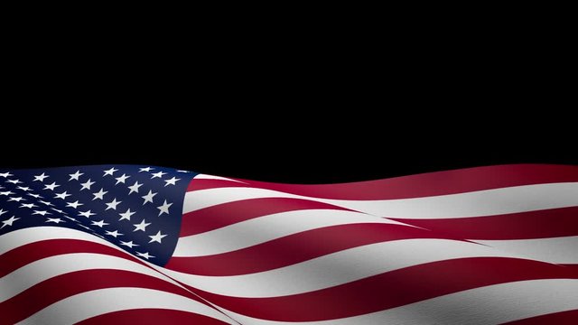 USA flag looped animation on transparent background. 60 fps, alpha channel.