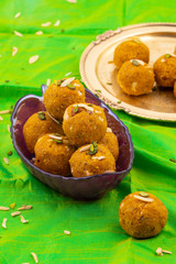 Indian Traditional Winter Sweet Food Methi Laddu Also Know as Methi Ke Laddu or Fenugreek Laddu Made From Fenugreek Seeds, Ginger, Saunf And Jaggery
