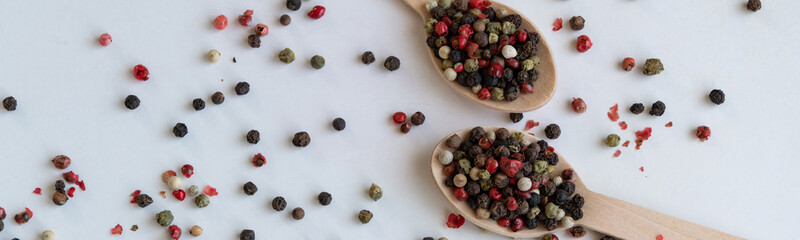 MIx of pepper seeds, spicy and condiment ingredients