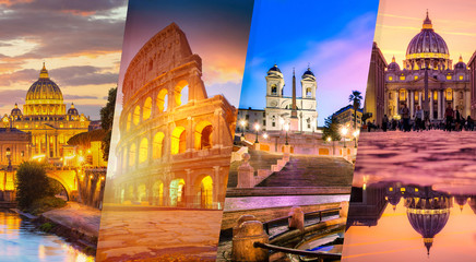 Promotional banner of Rome - four pictures collage - 313308197