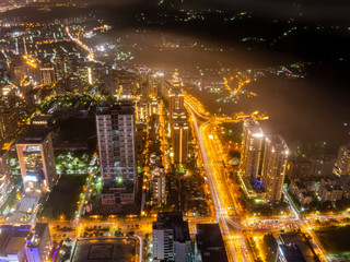 Fototapeta na wymiar Night aerial view of Taipei nightscape