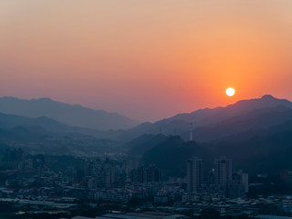 Sunset landscape of new taipei city