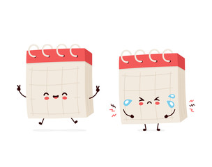 Cute smiling happy and sad cry desk calendar