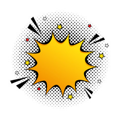 explosion yellow color with stars pop art style icon vector illustration design