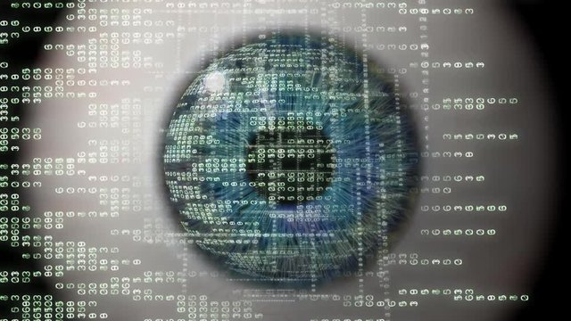 Seeing a Data Array - vertical format.  Eye seeing a matrix of data. Designed to be used vertically.