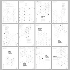 A4 brochure layout of covers design templates for flyer leaflet, A4 brochure design, presentation, magazine cover, book design. Geometric background with hexagons and triangles for medical concepts.