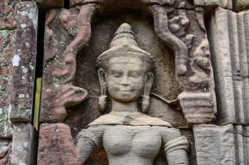 Fototapeta na wymiar Sculptures temple de Ta Som, Angkor