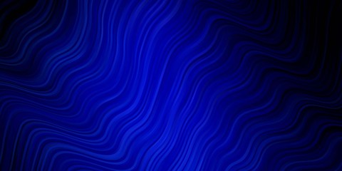 Dark BLUE vector layout with wry lines. Bright illustration with gradient circular arcs. Pattern for websites, landing pages.