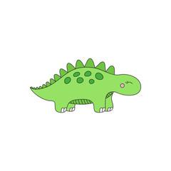 Prehistoric dinosaur vector illustration. Hand drawn Stegosaurus dinosaur. Isolated.