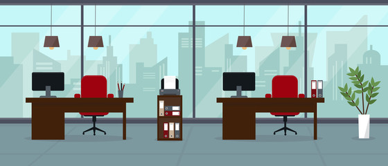Modern empty office with big panoramic window