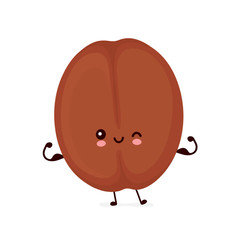 Cute smiling happy strong coffee bean