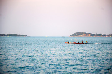 Floating boat in the sea
