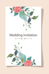 wedding invitation card with flowers decoration vector illustration design