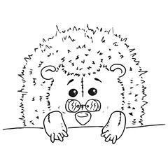 Hedgehog toy icon. Vector illustration of a toy fabric hedgehog. Hand drawn soft toy hedgehog.