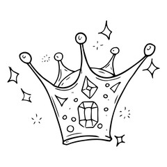 Crown Icon. Vector illustration of a cartoon crown. Hand drawn children's toy crown.