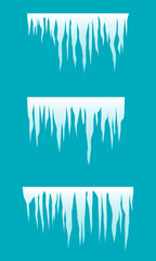 Set of white icicles elements. Vector illustration