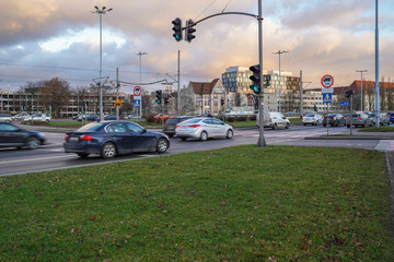Traffic on the streets of Gdańsk by day