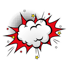 cloud with stars pop art style icon vector illustration design