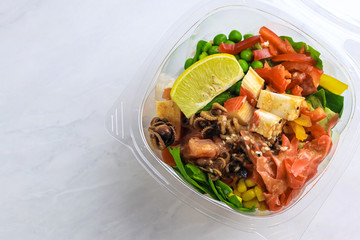Tasty Hawaiian poke bowl  on light background