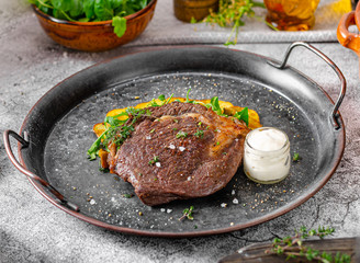 Delicious beef steak serving
