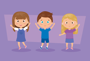 cute group of children characters vector illustration design