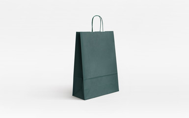 simple green paper bag with twisted handles