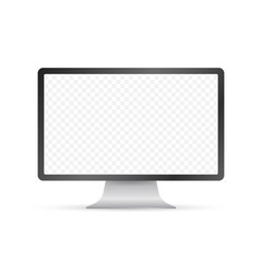 Computer display isolated in realistic design on white background. Vector stock illustration.