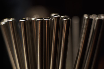Metall straws in bar