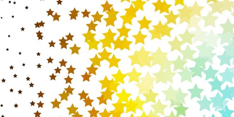 Light Blue, Yellow vector template with neon stars. Decorative illustration with stars on abstract template. Pattern for wrapping gifts.