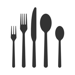 Spoon fork knife vector icon, restaurant symbol. Vector stock illustration.