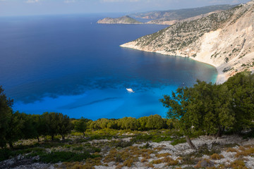 view of Myrthos Beach (Mirtos) on Kefalonia island (Greece)