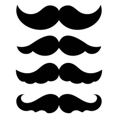 Mustache Icons. Curly mustache. Barber shop icon. Vector set.