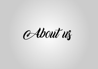 About us sign on gray background