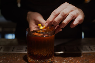 Placing orange peel on glass