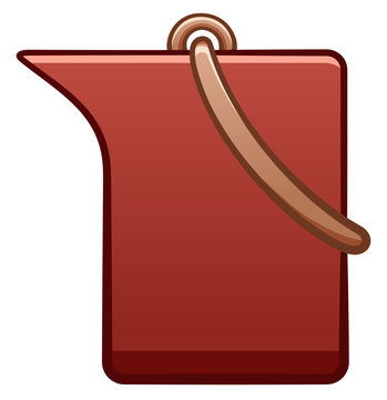recommend clip art: Isolated cartoon red plastic bucket with a beige handle. Bucketful for cleaning and gardening. White background, vector.