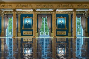 3D rendering of the hall in classical style - obrazy, fototapety, plakaty