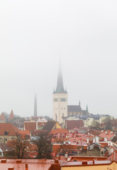 Old town of Tallinn in a mist
