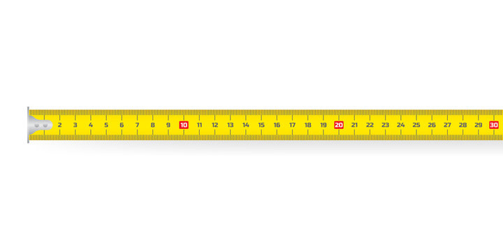 Yellow measure tape. Ruler. An instrument for measuring length. Vector stock illustration