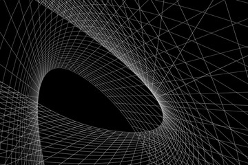 Black geometric backdrop. Linear structure. 3d illustration