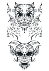 two hell cemetery skulls gothic style