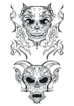 two hell cemetery skulls gothic style