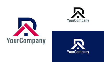 Creative letter R and real estate logo design template. Creative vector emblem, for icon or design concept.
