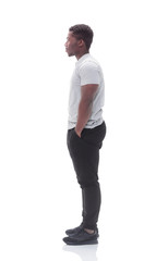 Fototapeta premium smiling guy in a white t-shirt. isolated on white