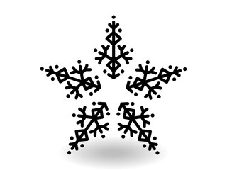snowflake winter of black isolated silhouette on white background. christmas snowflakes collection free vector.