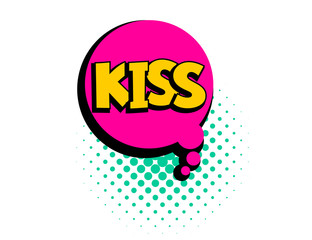 Kiss speech bubble pop art comic text